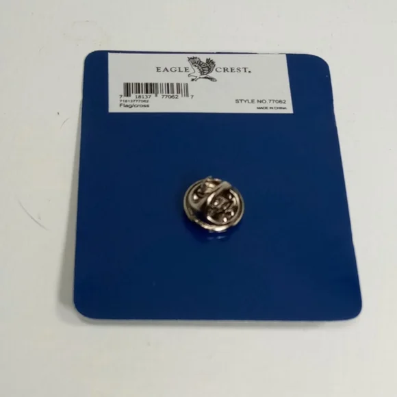 Eagle Crest American Flag With Cross Hat Lapel Pin - Picture 7 of 8